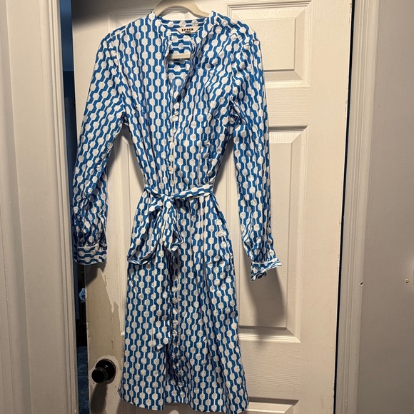 Boden Blue and White Midi Dress - Picture 3 of 9